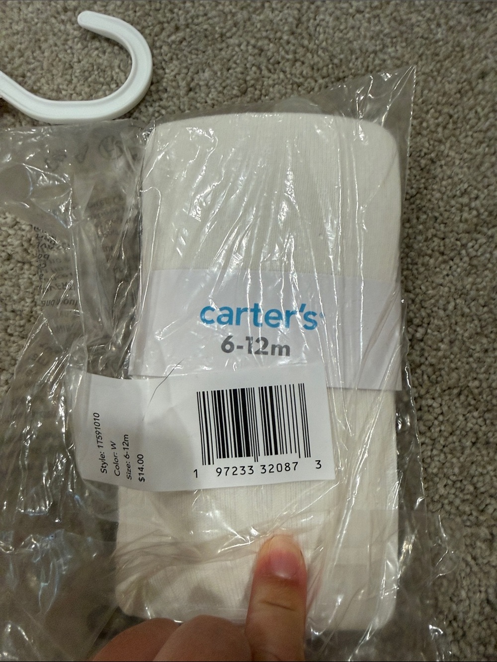 Carter’s 6 to 12 months white textured tights